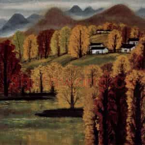 70年代 林风眠《秋》国画山水作品图片鉴赏