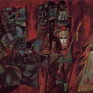 1978年 林风眠《闹天宫》国画人物作品图片鉴赏