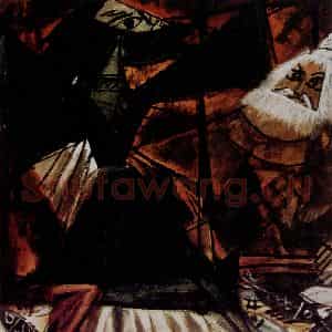 1989年 林风眠《屈原》国画人物作品图片鉴赏