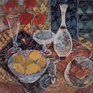 1960年 林风眠《闪光的器皿》国画综合作品图片鉴赏