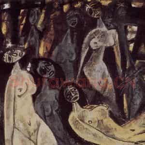 80年代 林风眠《痛苦》国画人物作品图片鉴赏