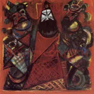 80年代 林风眠《捉放曹》国画人物作品图片鉴赏