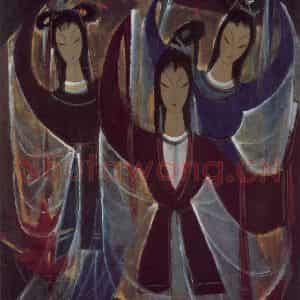 80年代 林风眠《宝莲灯》国画人物作品图片鉴赏