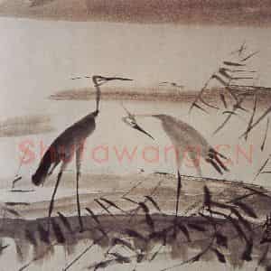 1960年 林风眠《双雏》国画花鸟作品图片鉴赏