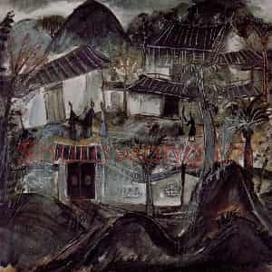 1964年 林风眠《无题》国画山水作品图片鉴赏