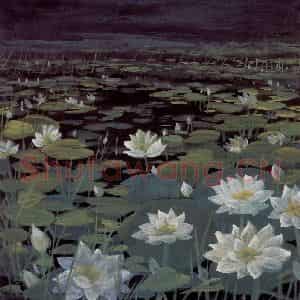1964年 林风眠《莲》国画花鸟作品图片鉴赏