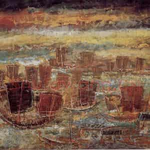 60年代 林风眠《帆》国画山水作品图片鉴赏