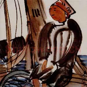 1938年 林风眠《渔》国画人物作品图片鉴赏