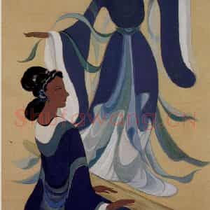 50年代 林风眠《舞》国画人物作品图片鉴赏
