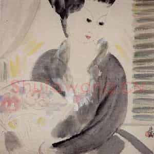 40年代 林风眠《少女》国画人物作品图片鉴赏