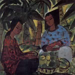 1958年 林风眠《农妇(果实)》国画人物作品图片鉴赏