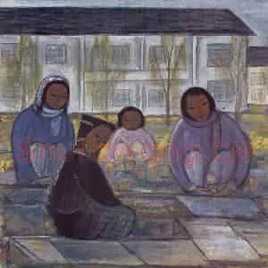 50年代 林风眠《农妇(育种)》国画人物作品图片鉴赏