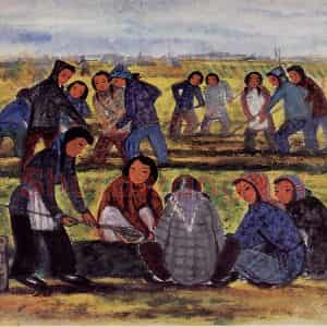 50年代 林风眠《农妇(劳作)》国画人物作品图片鉴赏