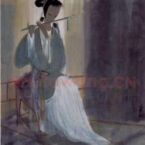 40年代 林风眠《笛》国画人物作品图片鉴赏