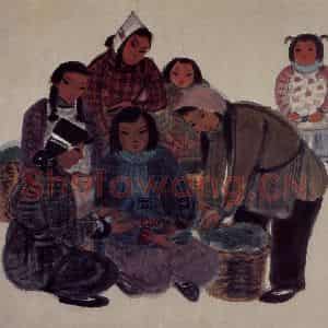 50年代 林风眠《农妇(市场)》国画人物作品图片鉴赏