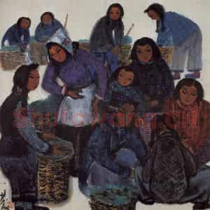 50年代 林风眠《农妇(满筐)》国画人物作品图片鉴赏