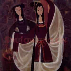 1963年 林风眠《宇宙锋》国画人物作品图片鉴赏