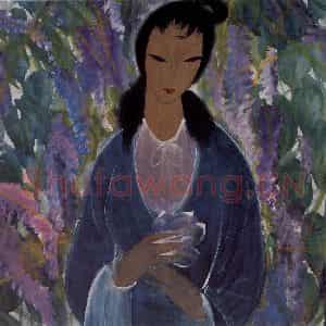 60年代 林风眠《花丛》国画人物作品图片鉴赏