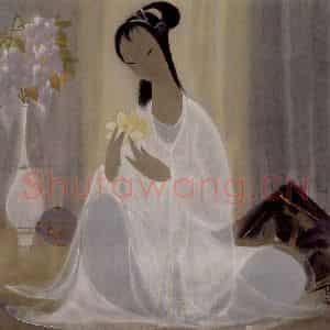 60年代 林风眠《白衣女》国画人物作品图片鉴赏