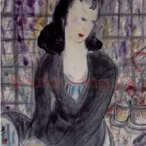 40年代 林风眠《倩女》国画人物作品图片鉴赏