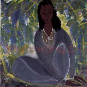 60年代 林风眠《绿荫》国画人物作品图片鉴赏
