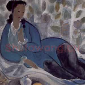 1947年 林风眠《仕女》国画人物作品图片鉴赏