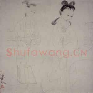 40年代 林风眠《仕女》国画人物作品图片鉴赏