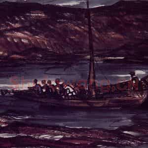 40年代 林风眠《嘉陵江》国画山水作品图片鉴赏