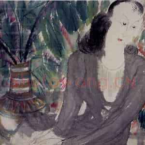 40年代 林风眠《仕女》国画人物作品图片鉴赏