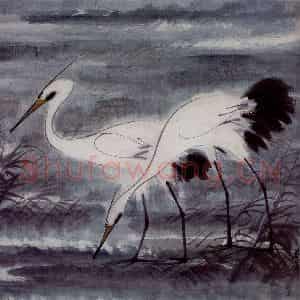 1956年 林风眠《觅》国画花鸟作品图片鉴赏