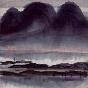 50年代 林风眠《江》国画山水作品图片鉴赏