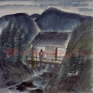 50年代 林风眠《小溪》国画山水作品图片鉴赏