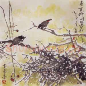 1992年 高冠华《瑞雪报丰年》国画花鸟作品图片鉴赏