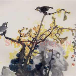 1993年 高冠华《梅花疏影》国画花鸟作品图片鉴赏