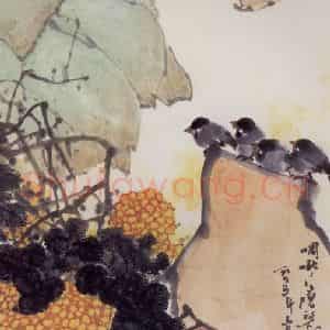 1995年 高冠华《啁啾、啁啾》国画花鸟作品图片鉴赏