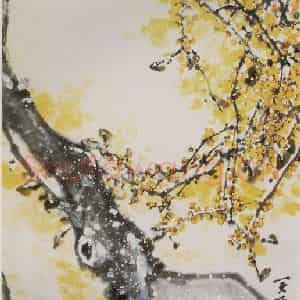 1995年 高冠华《一天飞雪落纷纷》国画花鸟作品图片鉴赏