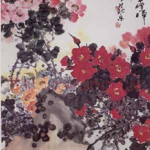 1981年 高冠华《月月红》国画花鸟作品图片鉴赏