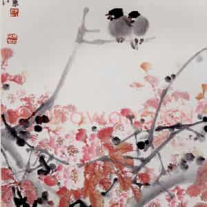 1985年 高冠华《帘外声声》国画花鸟作品图片鉴赏