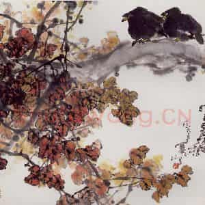 1986年 高冠华《暝色又高秋》国画花鸟作品图片鉴赏