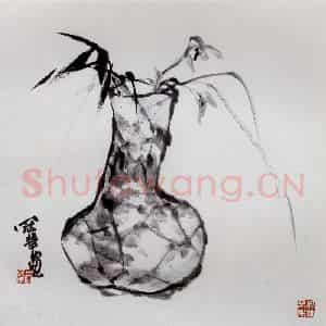 1980年 高冠华《瓶花》国画花鸟作品图片鉴赏