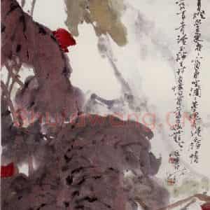 1988年 高冠华《残荷留听雨声声》国画花鸟作品图片鉴赏