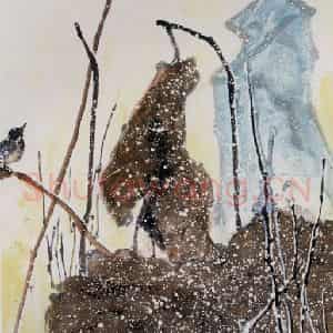 1991年 高冠华《横塘初雪落纷纷》国画花鸟作品图片鉴赏