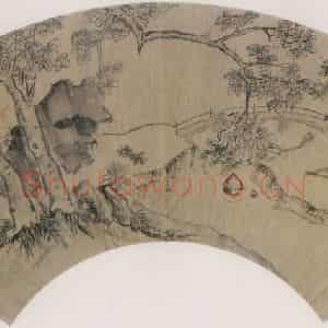 明代 周之冕《梧石芙蓉图》国画山水作品图片鉴赏