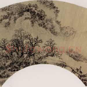 明代 张翮《寒山万木图》国画山水作品图片鉴赏