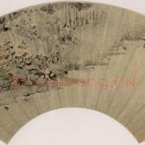 明代 陈遵《花溪游鸭图》国画山水作品图片鉴赏