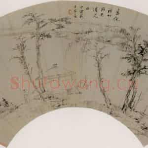 清代 查士标《策杖寻幽图》国画山水作品图片鉴赏