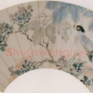 清代 王武《梧禽紫薇图》国画花鸟作品图片鉴赏