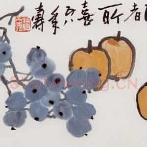 1958年 潘天寿《颐者所喜》国画综合作品图片鉴赏