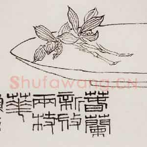 1958年 潘天寿《春兰新放》国画花鸟作品图片鉴赏