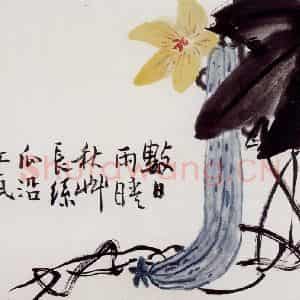 1960年 潘天寿《丝瓜》国画花鸟作品图片鉴赏